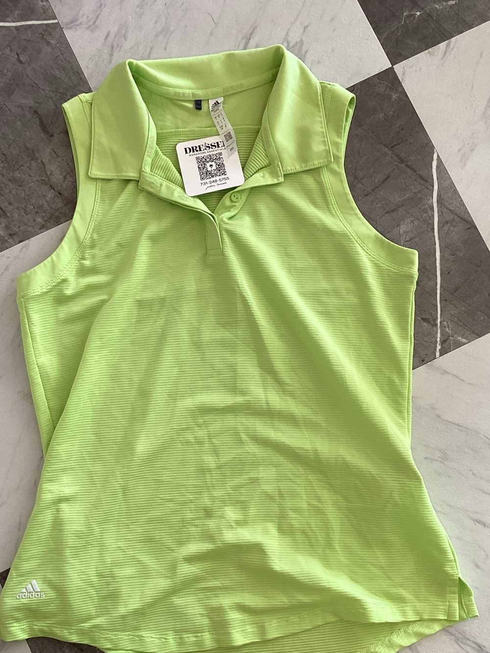 adidas Women's Sleeveless Polo Tank Top - Lime Green